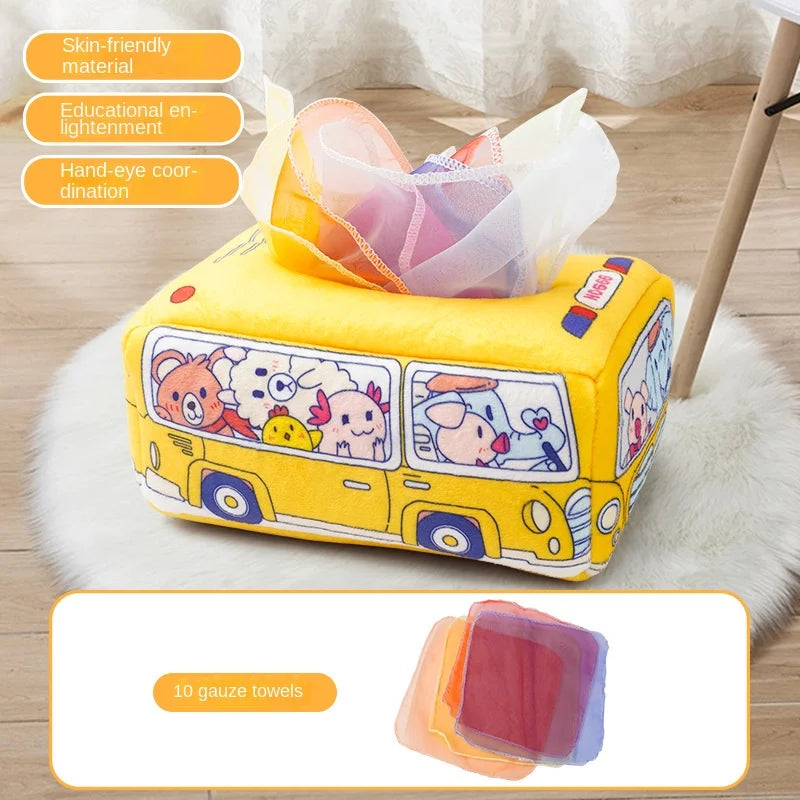 Baby Montessori Toy,Magic Tissue Box,Educational Learning Activity Sensory Toy for Kids Finger Exercising Busy Board Baby Game