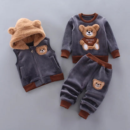 3 Pièces Bébé : Veste, Gilet & Pantalon Ours Polaire