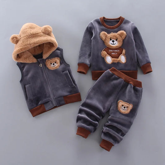 3 Pièces Bébé : Veste, Gilet & Pantalon Ours Polaire