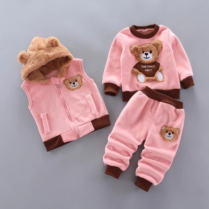 3 Pièces Bébé : Veste, Gilet & Pantalon Ours Polaire
