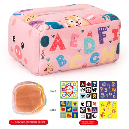 Baby Montessori Toy,Magic Tissue Box,Educational Learning Activity Sensory Toy for Kids Finger Exercising Busy Board Baby Game